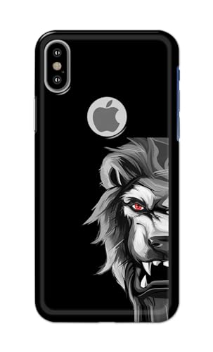 Image of PRINTFIDAA Printed Hard Back Cover Case for Apple iPhone X | iPhone 10 | iPhone Xs | iPhone 10s Logo View Back Cover (Angry Lion) -112
