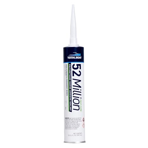 TotalBoat 52 Million Fast-Cure Marine Adhesive Sealant - Marine Sealant for High-Strength, Permanent Bonds Above and Below The Waterline on Boats and RVs - White, 10 oz. Cartridge