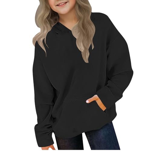 Kids' Casual Oversized Hooded Sweatshirts v Neck Essential Hoodie Girls Boys Solid Color Long Sleeve Size 4-112