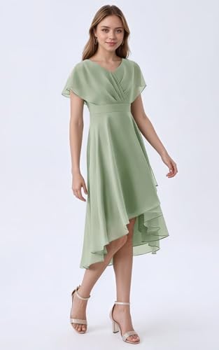 Chiffon Junior Bridesmaid Dresses for Teen Girls Ruffle Short Sleeve Flower Girl Dresses for Wedding2