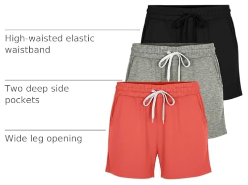 Image of 3 Pack Women's Lounge Shorts Athletic Running Workout Gym Hiking Pockets