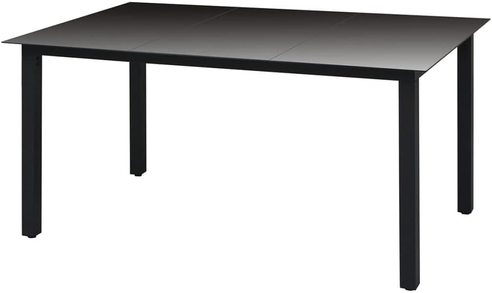 Patio Table,Outdoor Bar,Balcony Desk,Outdoor Dining Table,Backyard Table,Easy Assembly,Weather Resistant,for Patio, Deck, Lawn, Garden, Backyard, Black 59.1"x35.4"x29.1" Aluminum and Glass