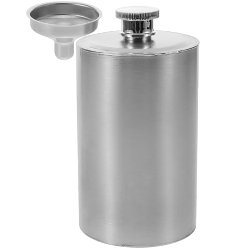 MOKKHNB Fiaschetta Porta Liquori in Acciaio Inossidabile Imbuto da 258 Ml per Uso Quotidiano e Attività Outdoor Bottiglia Cilindrica Sigillata