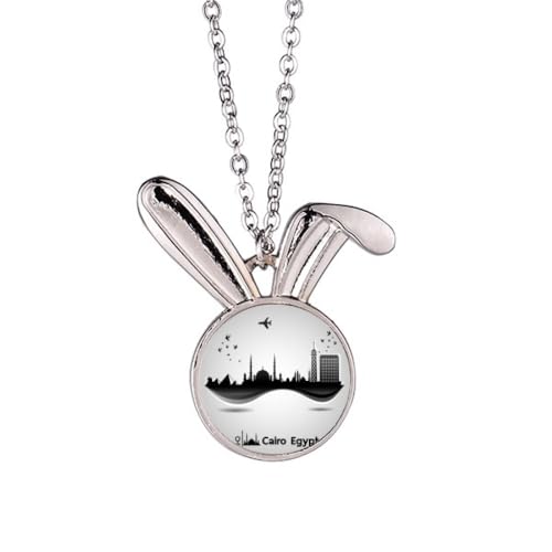 Collier lapin pendentif avion Égypte long sautoir fantaisie tendance