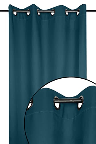 Rideau dressing oeillets masquer desordre chambre bleu vert 135x240 - 7