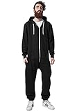 Urban Classics Herren Sweat Jumpsuit Overall, Black/White, M/L