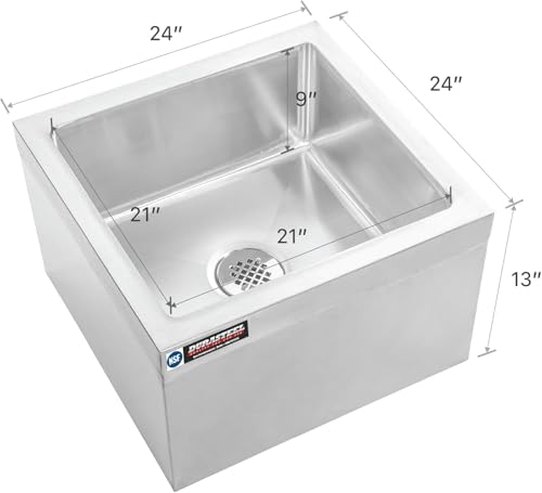 DuraSteel 24" x 24" Commercial Mop Sink - NSF 304 Stainless Steel Mop Basin Floor Sink - Utility Room Service Basin with Leak Proof Flat Drain - Large Tub for Dog Washing, Filling Water Bucket by DuraSteel - Image 3