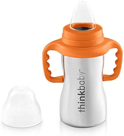 Thinkbaby Stainless Steel Sippy Cup, Orange (9 ounce)