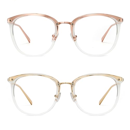 Image of Cyxus 2 Pack Blue Light Glasses for Women, Blue Light Blocking Eyeglasses for Woman Anti Eye Strain Computer Glasses