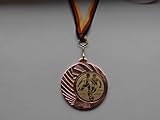  Fanshop Lünen 20 Stück Medaillen - Fußball - aus Stahl 40mm / Bronce - inkl. Medaillen-Band - mit Emblem 25mm,Gold - (e262) -
