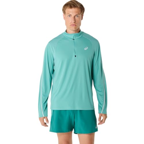 ASICS Men's ROAD LITE SHOW 1/2 ZIP TOP Running Apparel, XL, LIGHT TEAL