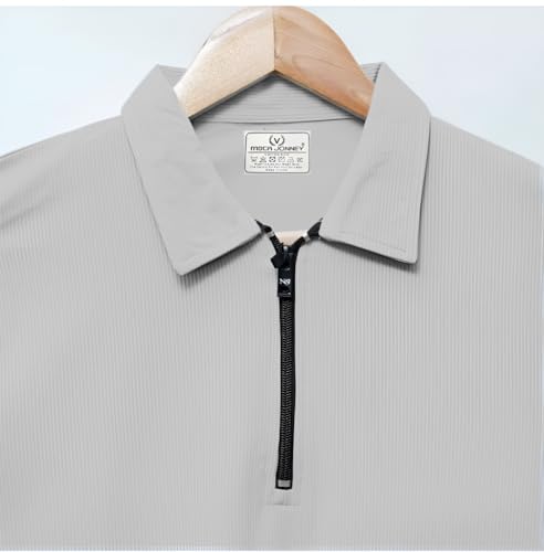 Image of Mack Jonney Ribbed |Regular Fit | Half Sleeves 100% Cotton Polo Neck Self Design with Zip T-Shirt for Men-M671