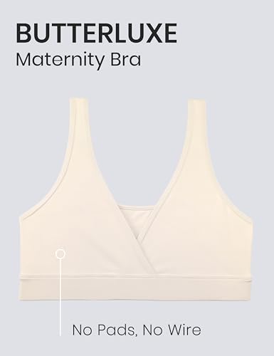Image of CRZ YOGA Maternity V Neck Nursing Bras | Butterluxe, Doubled Lined, Light Support, Non Padded, Yoga, Extremely Soft, U Back, Wide Straps, Pregnancy and Postpartum