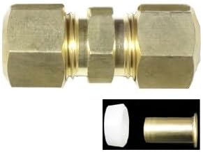 5/16" Brass Compression Union w/Plastic Sleeve and Tube Insert for Poly Tubing (16 PK)