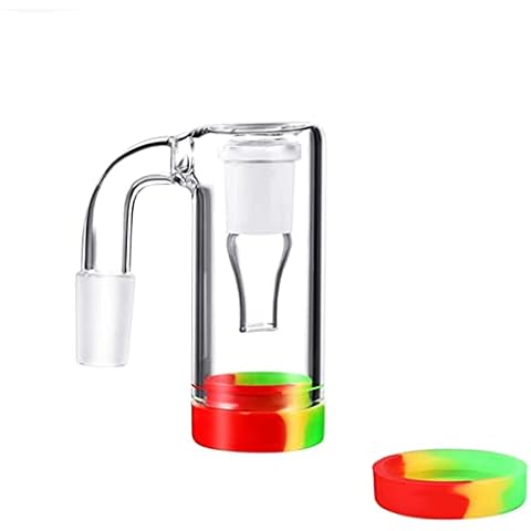 14mm Glass Ash Catcher,Ash Catcher Holder with Silicone Container for Smoking Pipes Filter Glass Water Bubbler Ashcatcher Cover