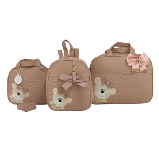 BOLSA MATERNIDADE 3 PEÇAS URSO MENINA (Nude)