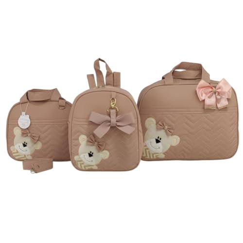 BOLSA MATERNIDADE 3 PEÇAS URSO MENINA (Nude)