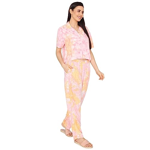 Image of Zivame Basics Knit Cotton Pyjama Set for Women - Medieval Blue