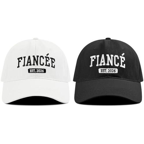 Tmsek Engagement Party Gifts - Newly Engaged Couples Hat Fiance Gifts for Him Adjustable Embroidered Engaged Gifts for Her Fiancee Baseball Cap Women Men (Est 2026)