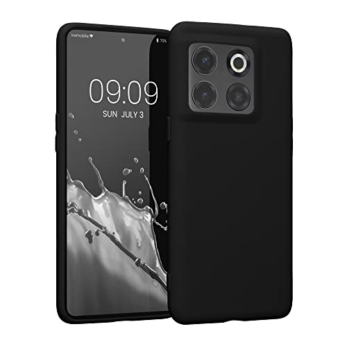 kwmobile Funda para OnePlus 10T 5G Carcasa - Ultrafina de TPU y Silicona con Bordes elevados anticaídas - Negro Mate