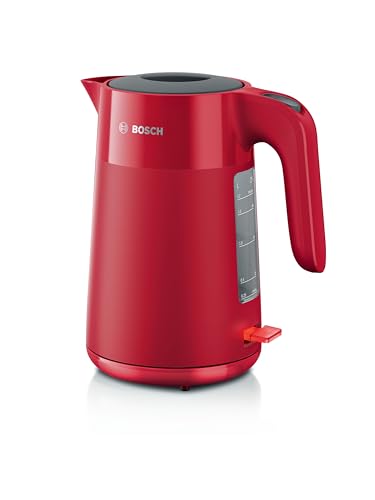 Bosch MyMoment TWK2M164 - Bouilloire électrique - grande ouverture - triple sécurité - filtre anti-calcaire - capacité 1,7 L - plastique de haute qualité - Couleur : Rouge
