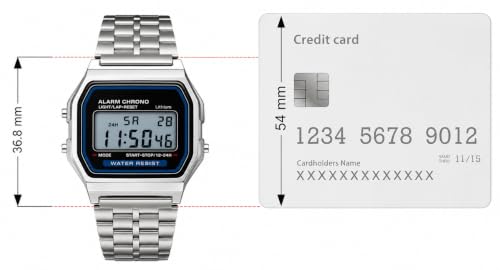 Image of Vintage Glow Digital Watch | Alarm & Stopwatch, Water Resistant, 12 /24-Hour Format, Square Dial, Calendar Display