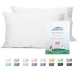 Sunflower Queen Pillowcases Set of 2, 100% Cotton Queen Pillow Cases 2, 20×30 inches Bright White, Soft and Breathable