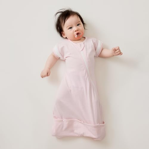 Image of Duomiaomiao 2 Pack Baby Transition Swaddle Blanket, Snap Arms Up Baby Sleep Sack for All Seasons, 100% Cotton Baby Essentials for Newborn Boys Girls 0-6 Months, Gray & Dinosaurs