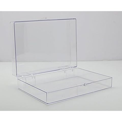 Clear Hard Plastic Hinged Lid Box, Keepsake Storage Box and Display Case for Collectibles, 7" L x 5" W x 1 3/4" H, 4 Boxes, Made in USA by Gary Plastic Packaging Cover