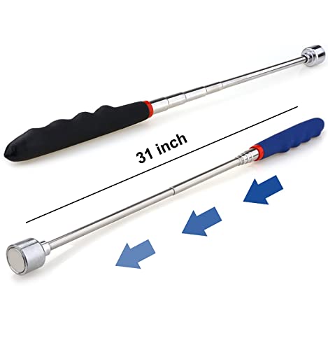 2 Pieces 20 Lbs Magnetic Telescoping Pick Up Tool For Small Metal Tools Extends From 7 To 30 Inches / 185-720Mm (Black+Blue) #TOP2