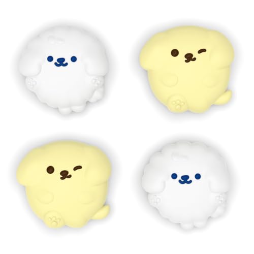 Image of PlayVital Thumb Grips for Nintendo Switch 2 | Kawaii Silicone Joystick Caps (4-Pack) - Cute Accessories Animal Design Thumbstick Covers for Joycon 2 - Fluffy & Winky Pups
