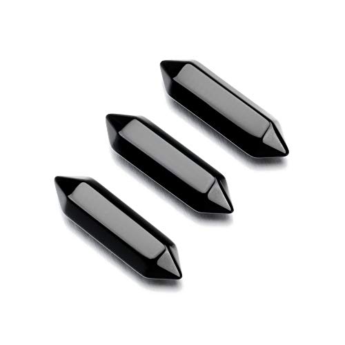 Crystaltears 3Pcs Black Obsidian Healing Crystals Wand Hexagonal Natural Reiki Healing Crystals Points Gemstone Wand Set For Meditation Crystal Therapy #TOP12