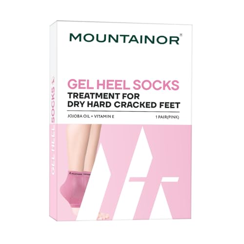 Image of IZZORI Silicone Gel Heel Socks for Dry Hard Cracked Heel Repair Pad, Heel Swelling & Pain Relief, Plantar Fasciitis (Free Size, Pink, 1 Pair)