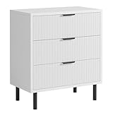 Koioplie Nachttisch, Nachtschrank Mit 3 Schubladen, Nachtkommode Für Schlafzimmer, Nachtkonsole Beistelltisch, Weiß 70 x 40 x 76 cm