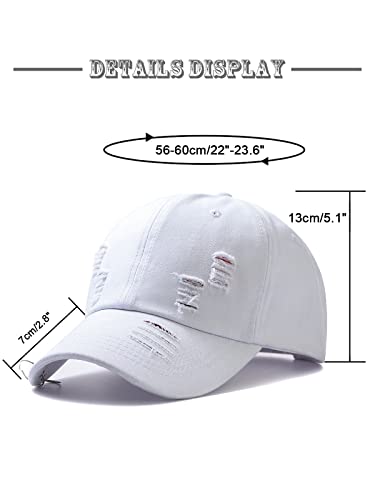 Image of Unisex Ripped Distressed Denim Ring Baseball Cap Hip Hop Vintage Dad Hat Adjustable