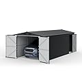 Sunjoy Outdoor Storage Shed 10 x 20 ft. Carport, Patio Metal Utility Large Storage Shed Garage with 2 Doors and 4 Vents, for Car, Truck, Bike, Garbage Can, Tool, Lawnmower, Dark Grey