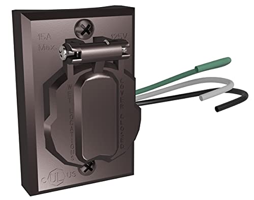 Solus SCO-338 120V Grounded Outdoor Convenience Outlet for Lamp Posts & Poles, UL Listed, Weather-Resistant with Protective Cover (Bronze, Single)