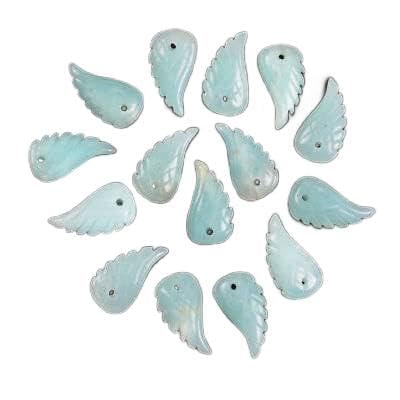 RVBLRDSE natural stone pendant 18-19mm sculpté à la main en cristal de roche pierre précieuse minuscule aile d'ange pendentif perle 3/4 "-