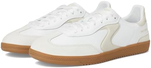 スーミン Skechers Hotshot-Kickoff Tênis feminino, Branco/Natural, 3.5