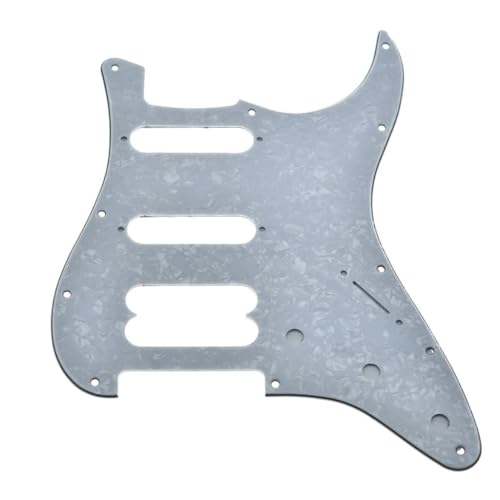 Image of Dopro 11-Hole ST /Strat HSS Guitar Pickguard Humbucking Pickup No screw holes for American Ultra Series Strats White Pearl