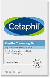 Cetaphil Gentle Cleansing Bar, 4.5 oz Bar (Pack of 6), Nourishing Cleansing Bar For Dry, Sensitive Skin, Non-Comedogenic, Dermatologist Recommended Sensitive Skincare Brand
