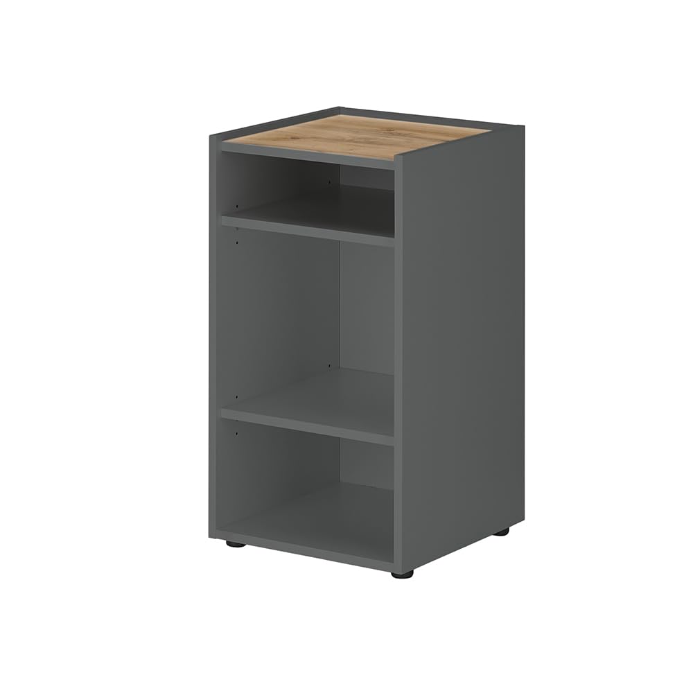 Büromöbel Set anthrazit mit Eiche 2-teilig modern, 1 Schreibtisch, 1 Regal