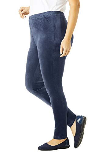 Woman Within Women's Plus Size Velour Legging - S, Black #TOP3
