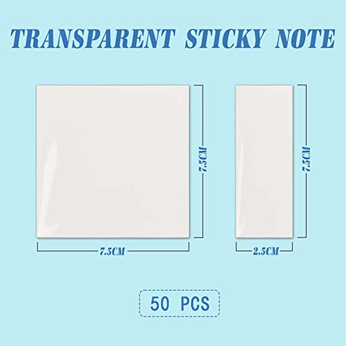 AiTodos® 400 Sztuk Przezroczyste i Wodoodporne Karteczki Samoprzylepne - Nie Zasłaniają Tekstu - 2 Rozmiary 75x75mm i 75x25mm - Do Książek, Dokumentów, Biura i Szkoły