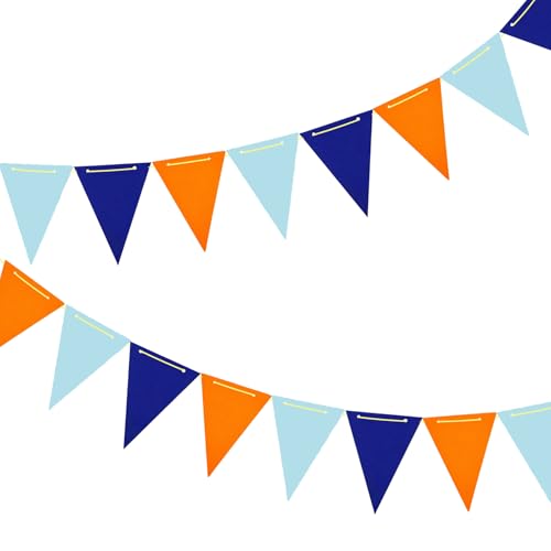 ZOOYOO 20Ft Blue Orange Pennant Banner, 30pcs Kids Party Bunting Flags for Birthday Decor, Graduation,Carnival, Classroom Hanging Supplies, Pack of 1