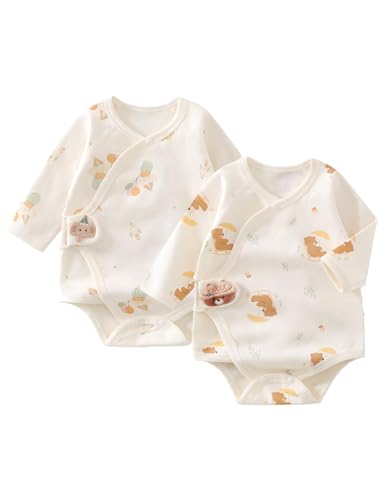 AOIREMON Baby Rompers Long Sleeve 2 Pack 100% Cotton One Piece Suit Unisex Jumpsuit Playsuit Soft Comfy Newborn Infant Clothing 0-12 Months