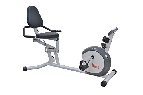 Sunny Health & Fitness Magnetic Recumbent Bike Exercise Bike, 300lb Capacity, Easy Adjustable Seat, Monitor, Pulse Rate Monitoring - SF-RB4601