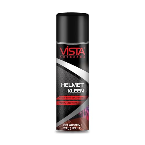 Vista Auto Care Helmet Kleen 125 ml | Helmet Cleaner Spray That Removes Dirt, Silver-Based Antibacterial Disinfectant Foam Spray For Helmet Interior | Safe For Hair & Skin, Odor Eliminator
