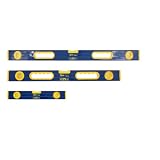 KUBIS® 3-tlg. Set Aluminium Wasserwaage mit Griffe und 3 schlagfesten Libellen, Horizontal-, Vertikal-, Winkel- Libelle, Abweichung von nur 0,5 mm/m (400mm, 600mm, 1000mm))