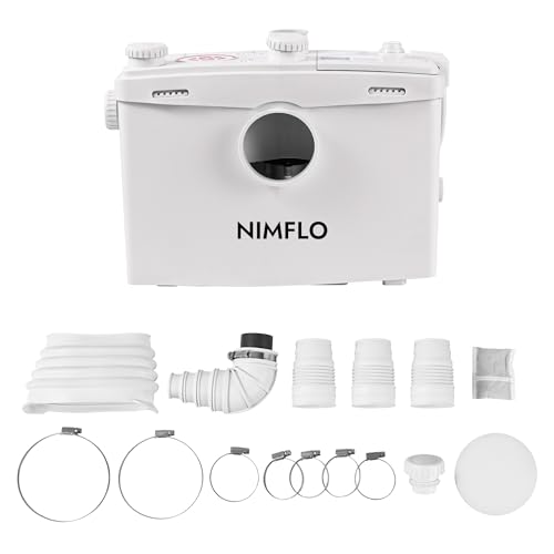 Image of 1500W Upflush Macerator Toilet Pump with Heavy-Duty Grinding Blade, 2800GPH Sewage Pump System, 32.8FT Lift, 4 Water Inlets & Dual Outlets for Basement Bathroom, Sink, Shower, Laundry